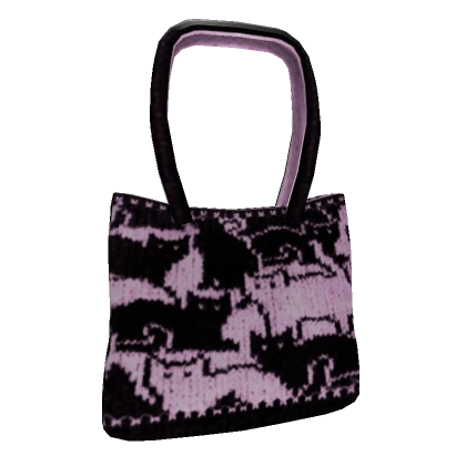 Y2K "CAT KNIT" Shoulder Tote Bag in Pink (3.0)