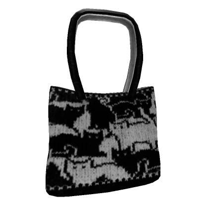 Y2K "CAT KNIT" Shoulder Tote Bag in White (3.0)