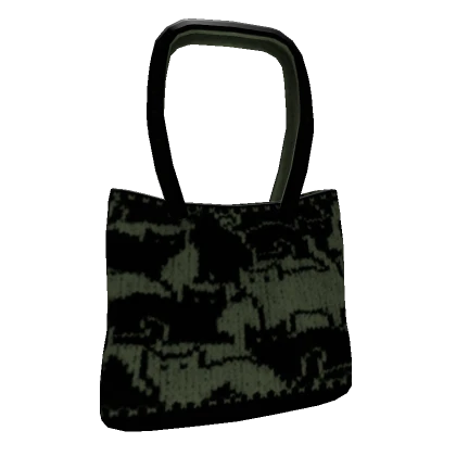 Y2K "CAT KNIT" Shoulder Tote Bag in Green (3.0)