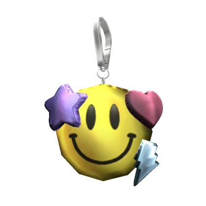 Preppy Holographic Smiley Charm Keychain