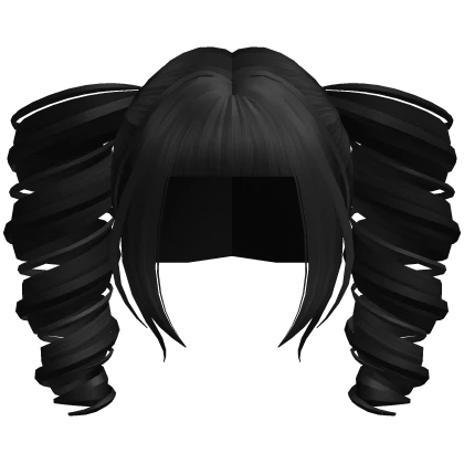 Black Gothic Anime Dollette Swirly Drill Pigtails