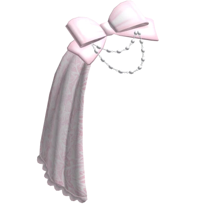 cute bow with ruffles & rosary beads pink