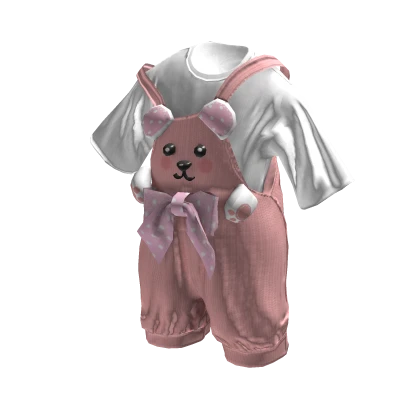 💜 Teddy Bear Overalls Chibi Style_Pink