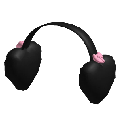 Black Cute Heart Earmuffs w/ Pink Bows