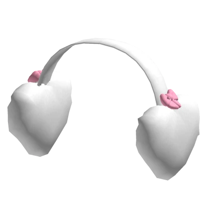 White Cute Heart Earmuffs w/ Pink Bows