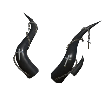 Black Angel Horns w/ Silver Chained Crosses [PBR] 
