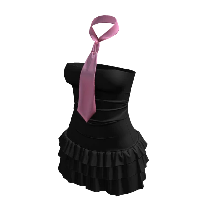 Y2K β Black Ruffled Necktie Mini Dress