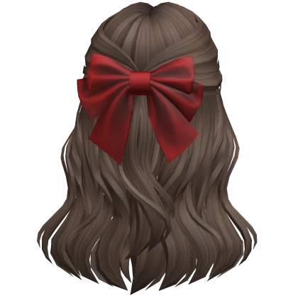 Soft Flowy Half up Hair w/ Christmas Bow (Brown)