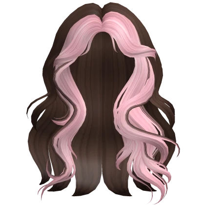 Super Fluffy Wavy Long Hairstyle in Pink & Brown