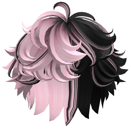 Two-Tone Fluffy Curly Boy Hair (Black & Pink)