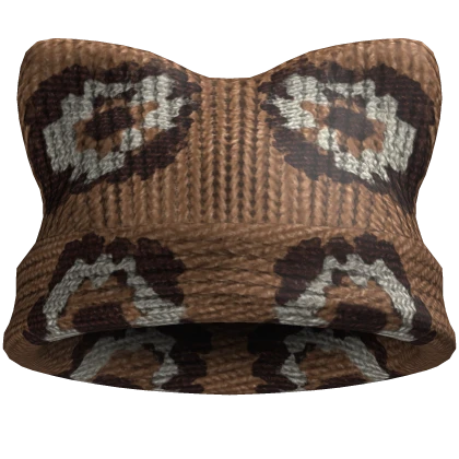 Brown Granny squares cat crochet beanie y2k