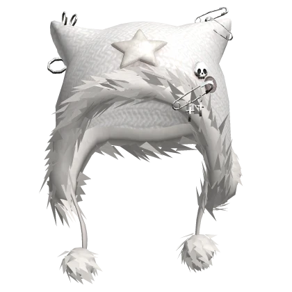White Cat Knit Beanie