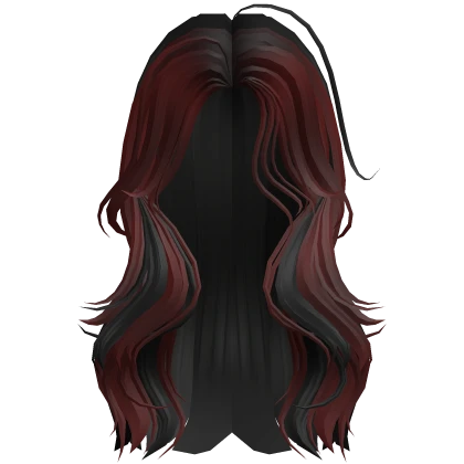 ♡ long layered wavy hair (black n red)