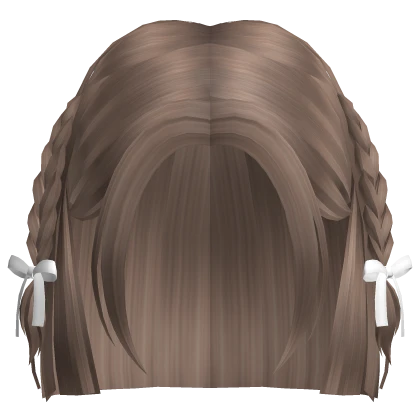 ♡ kawaii short braids w/ hair bows (light brown)