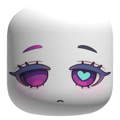 Cyber Chibi Face With Purple Eyes