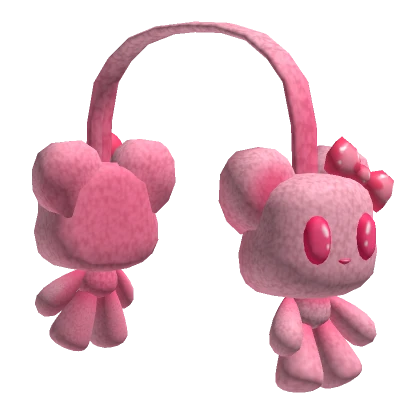 Pink Bow Bear Earmuffs