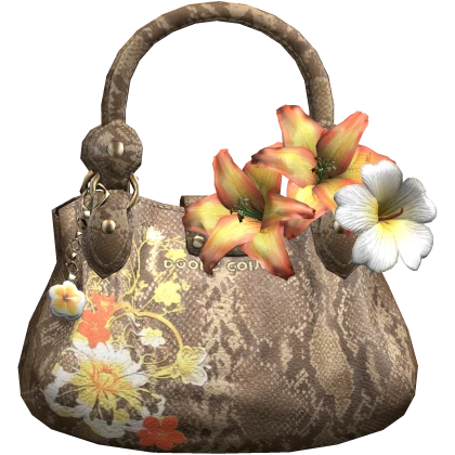 Tropical Floral Designer Bag Orange Lily Hibiscus