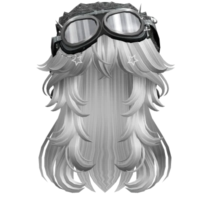 Silver Long Straight Hair w/ Y2K Goggles Ushanka