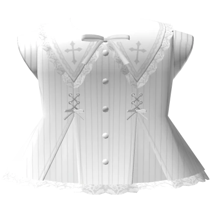 gothic cross doll victorian striped dress in white