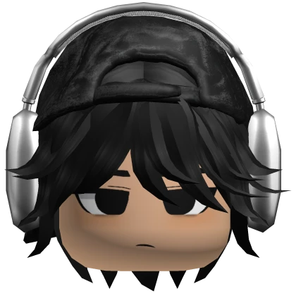 Annoyed Emo Boy w Cap + Headphones Black