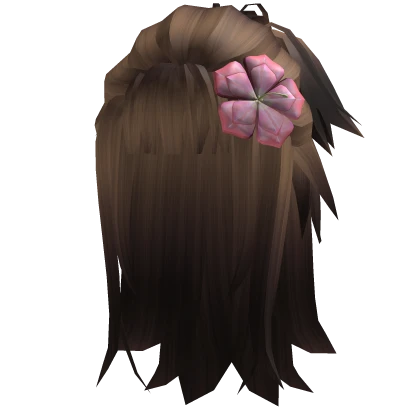 Brown Wavy Anime Hair with Flower