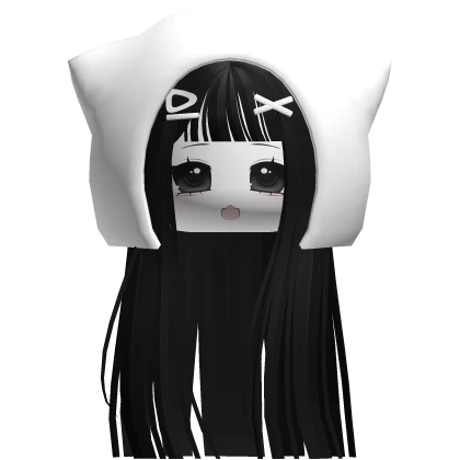 moe emo grunge hair w kitty face and hat black