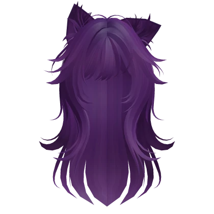 Messy Wolfcut Hair w/ Kitty Ears in Purple