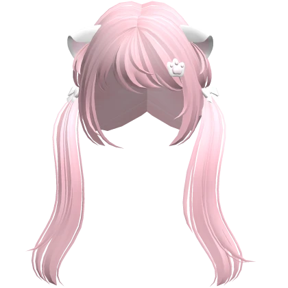 Kawaii Cat Ears w/ Paw Hairclip Hair (Pink)