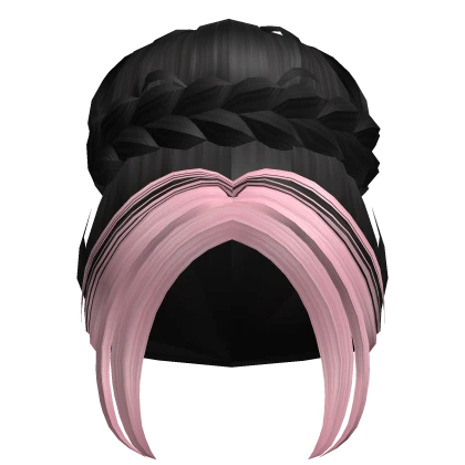 Two-tone Messy Braided Preppy Bun Pink & Black