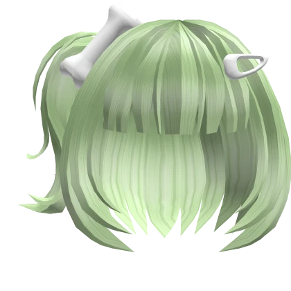 Short Messy Wolf Hair Clipped Pigtail Green