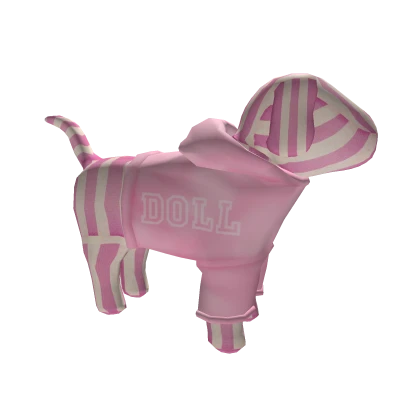 Vudu Secret Plushie Dog - White and Pink Stripes