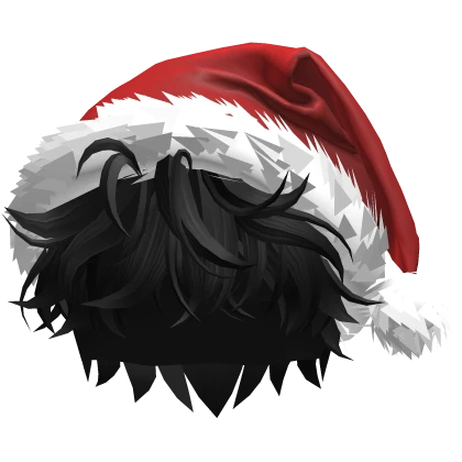 [FREE🎄] Black Hair w/ Christmas Hat
