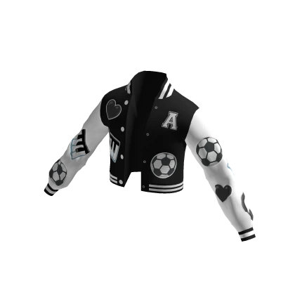 Cute Crop Varsity Jacket with Patches - Black