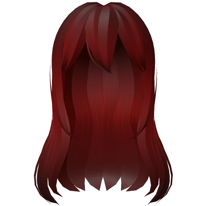 Crimson Red Preppy Girl Long Hair