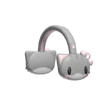  fluffy gray kawaii cat earmuffs