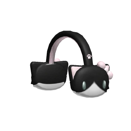  fluffy black kawaii cat earmuffs