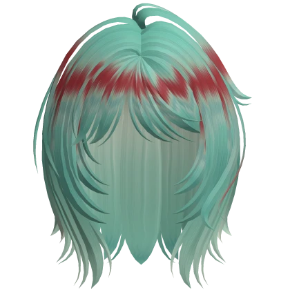 messy layered anime bob (teal & red angel ring)