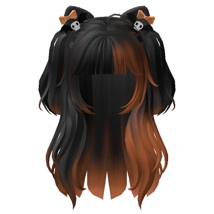 🍀Cat Ears Half Up Pigtails (Orange Ombre)