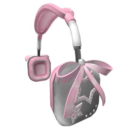 Cute Pink Star Headphones With Ribbon