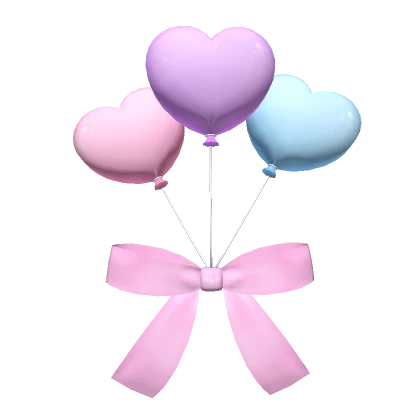 Pink Bow Full of Kawaii Heart Balloons