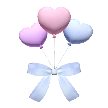 Blue Bow Full of Pastel Heart Balloons