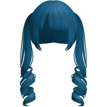 Dark Blue Spiral Long Pigtails W Bangs