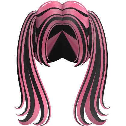Hair of two ponytails emo y2k pink and bla color ♡