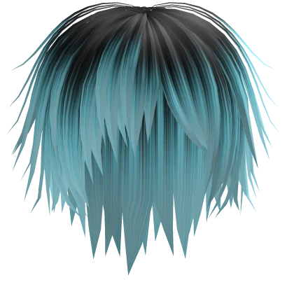 Messy Bangs Ombre Emo Hair Ice Blue