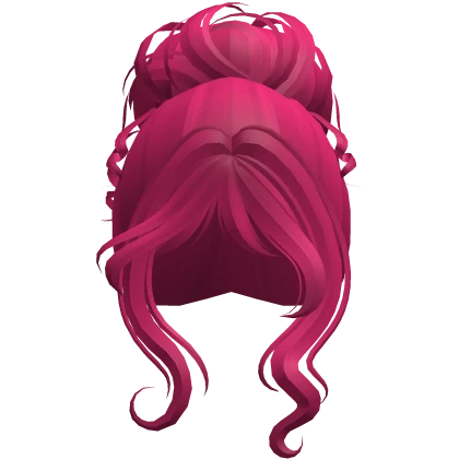 Y2K Doll Messy Bun Hair (Hot Pink)