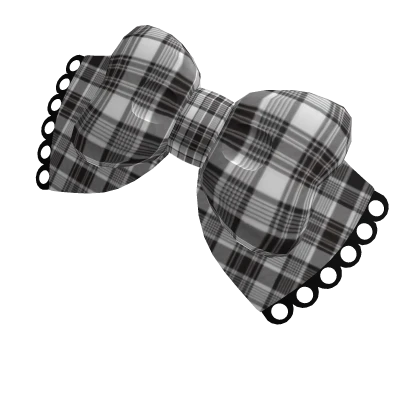 ♡ : kawaii plaid head bow in grey
