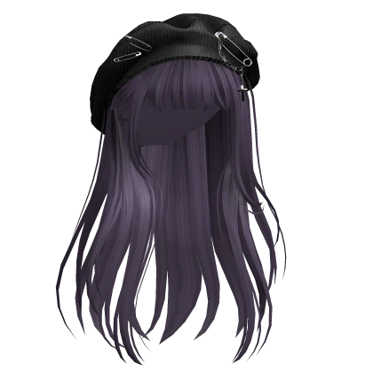 Purple Straight Hair w/ Beret