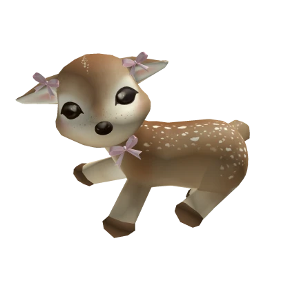 Kawaii fawn deer print fluffy plushie w pink bows