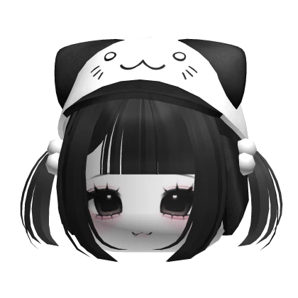 ♡ moe cute face w/ kitty cap pigtails in black