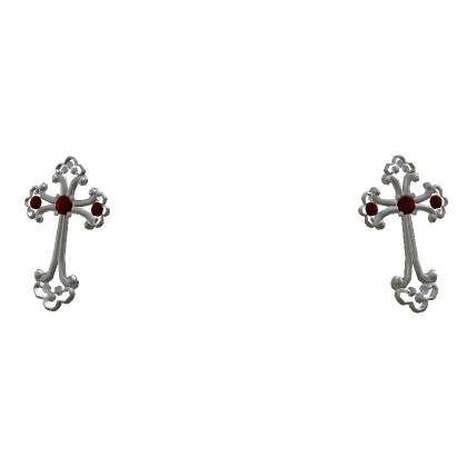 Goth Emo Front Cross Clips Silver Red